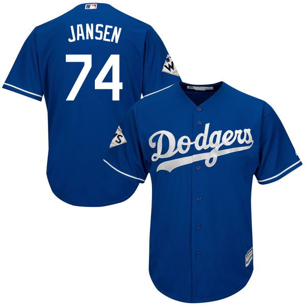 Dodgers #74 Kenley Jansen Blue Cool Base World Series Bound Stitched Youth MLB Jersey